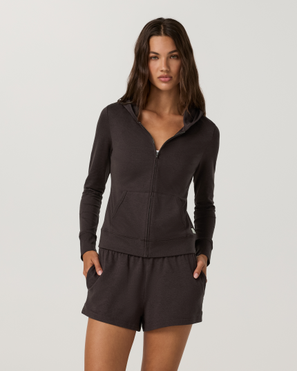 Halo Mini Full Zip Hoodie - Long | Java Heather