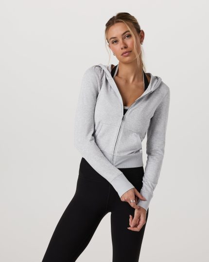 Halo Mini Full Zip Hoodie | Pale Grey Heather