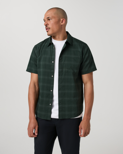 Short Sleeve Plaid Button Down Shirt | Evergreen