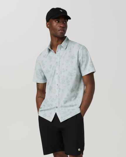 Short Sleeve Bridge Button Down | Storm Blue Fleur