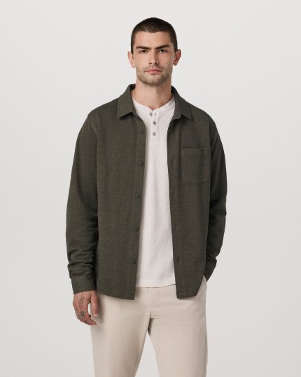 Long Sleeve Jeffreys Button Down Overshirt | Olive Heather